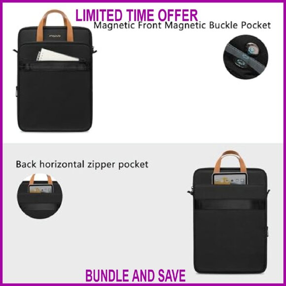 Vertical Laptop Shoulder Bag 15.6 Inch Messenger with Multiple Pockets - Picture 7 of 8